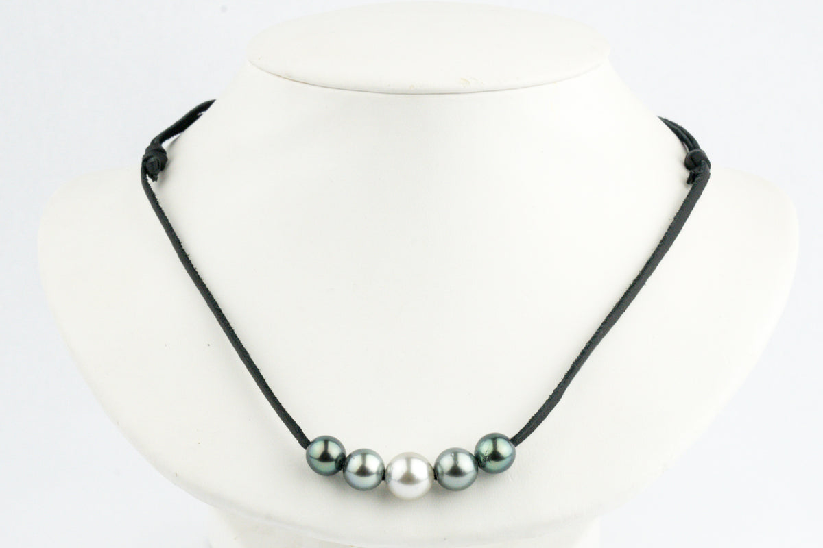 Quintuple Blue Green 9.6-11.5mm Mana Pearl Necklace