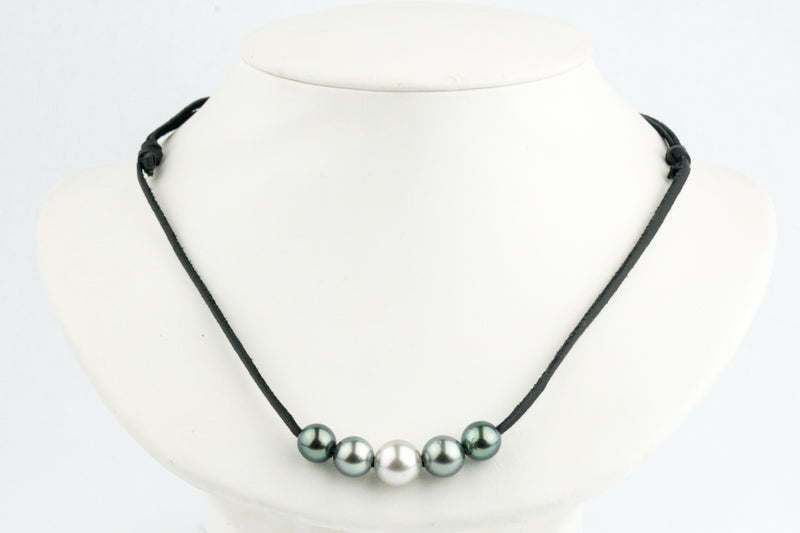 Quintuple Blue Green 9.6-11.5mm Mana Pearl Necklace