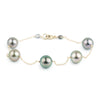 Pink Peacock Tahitian Pearl Tin Cup Bracelet on 14K Yellow Gold