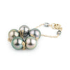 Pink Peacock Tahitian Pearl Tin Cup Bracelet on 14K Yellow Gold