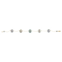 Pink Peacock Tahitian Pearl Tin Cup Bracelet on 14K Yellow Gold