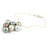 Golden Blue Green Tin-Cup Tahitian Pearl Necklace on 14K Yellow Gold