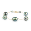 Peacock Circled Tin-Cup Tahitian Pearl Bracelet on Gold Filled
