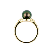 Tahitian Pearl & Diamond Toru Ring on 14K Yellow Gold
