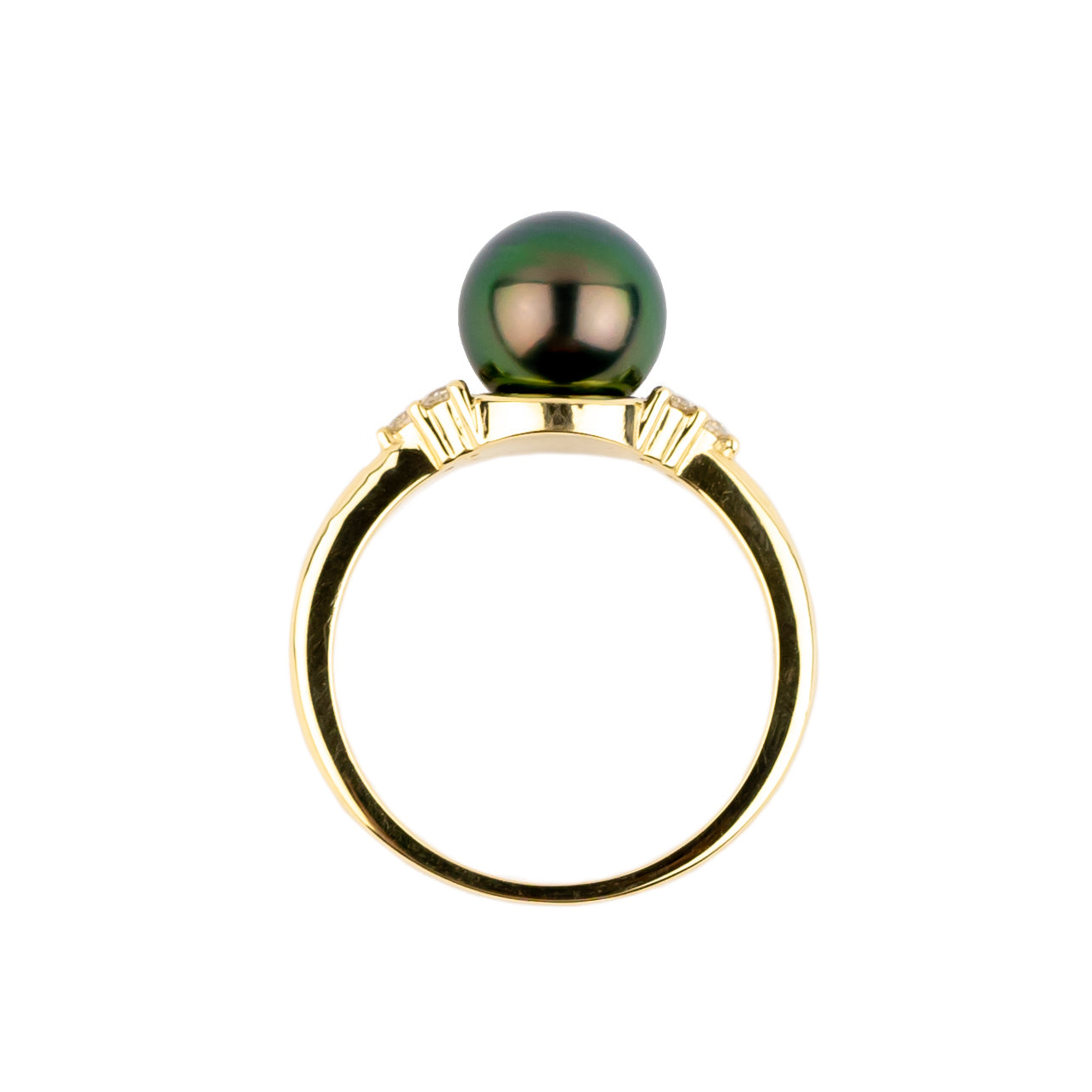 Tahitian Pearl & Diamond Toru Ring on 14K Yellow Gold