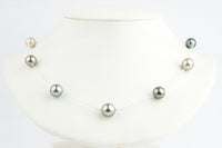 Light Multi-Colored Tin-Cup Tahitian Pearl Necklace on Sterling Silver