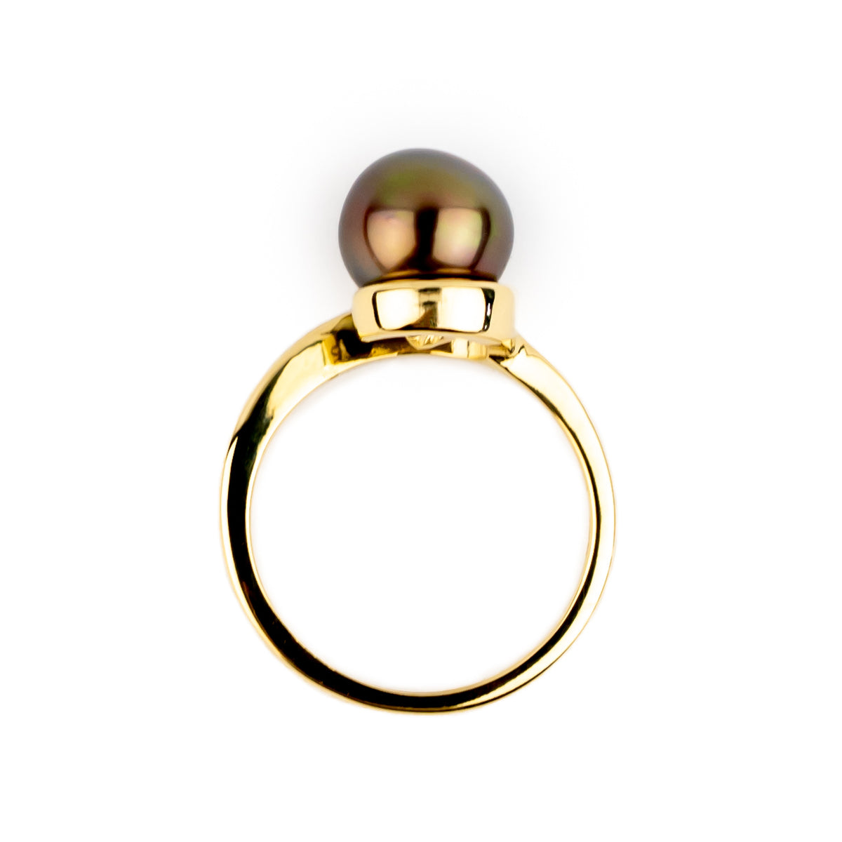Firefly 8.6mm Tahitian Pearl Swirl Ring on 14k Yellow Gold