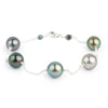 Five Flash Tahitian Pearl Tin Cup Bracelet on Sterling Silver