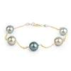 Blue & Golden Pink Tin-Cup Tahitian Pearl Bracelet on 14/20 Gold Filled