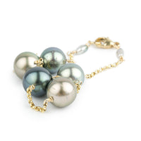 Blue & Golden Pink Tin-Cup Tahitian Pearl Bracelet on 14/20 Gold Filled