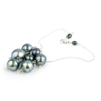 Blue Circled Tin-Cup Tahitian Pearl Necklace on Sterling Silver