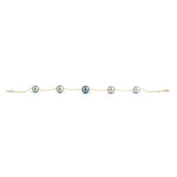 Blue & Golden Pink Tin-Cup Tahitian Pearl Bracelet on 14/20 Gold Filled