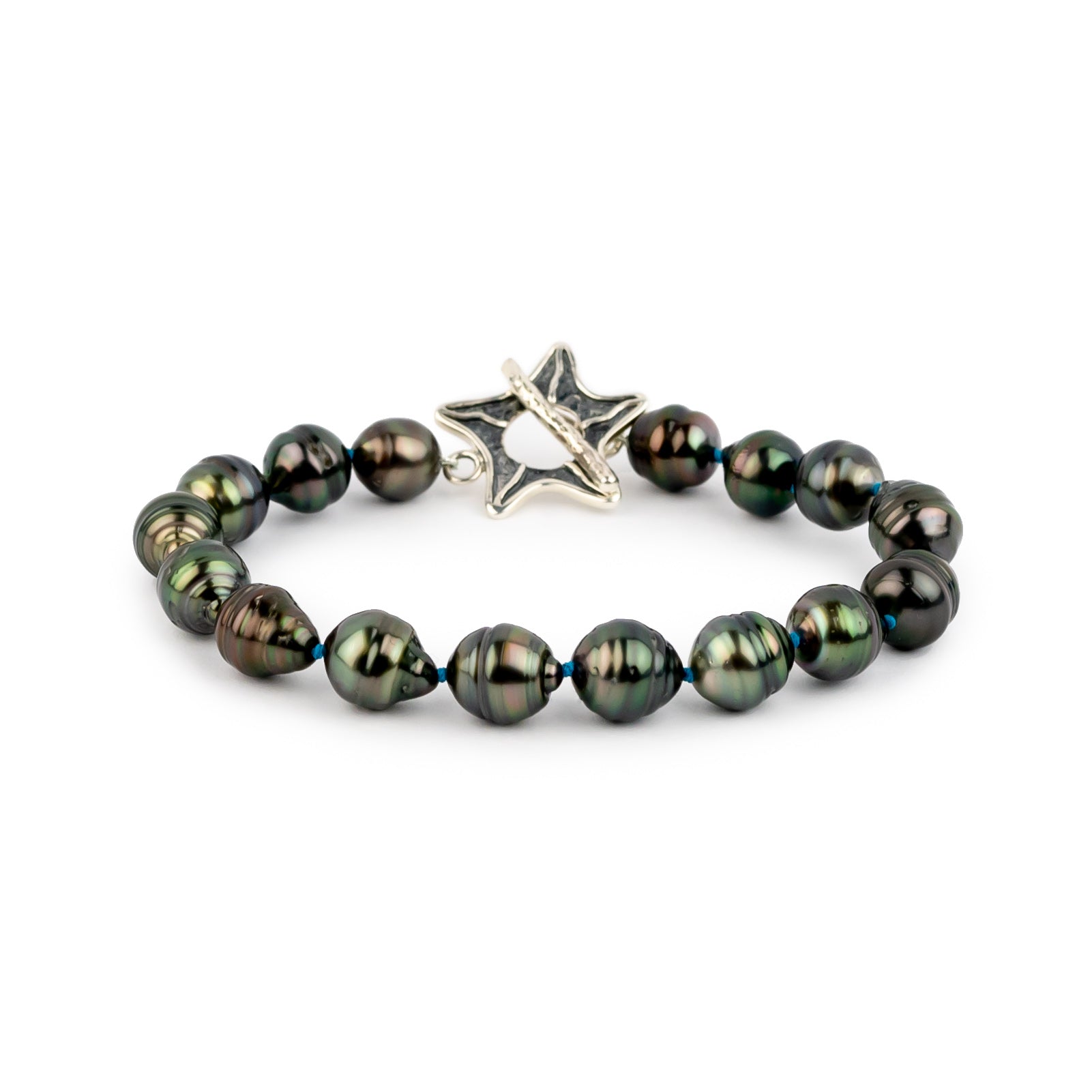 Deep Jungle Circled 8.3-10mm Tahitian Pearl Bracelet