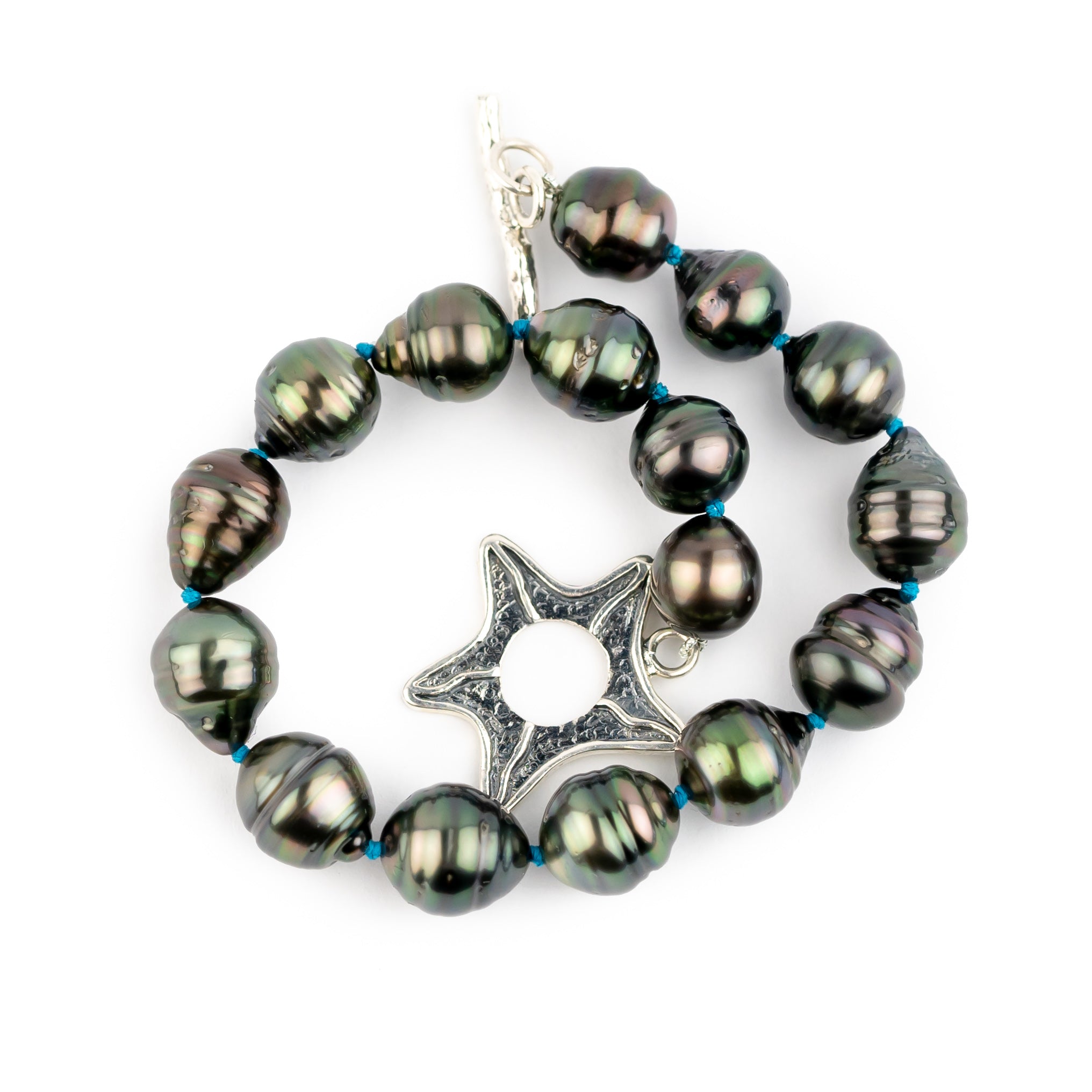 Deep Jungle Circled 8.3-10mm Tahitian Pearl Bracelet
