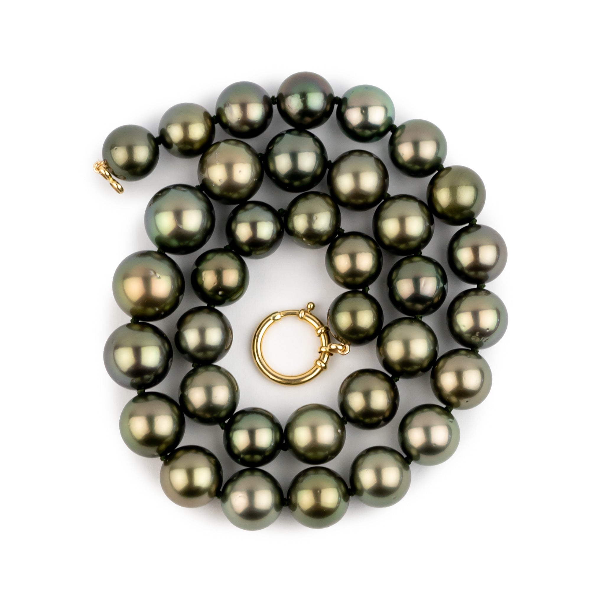 Golden Green Glow 10.1-13mm Tahitian Pearl Choker Strand