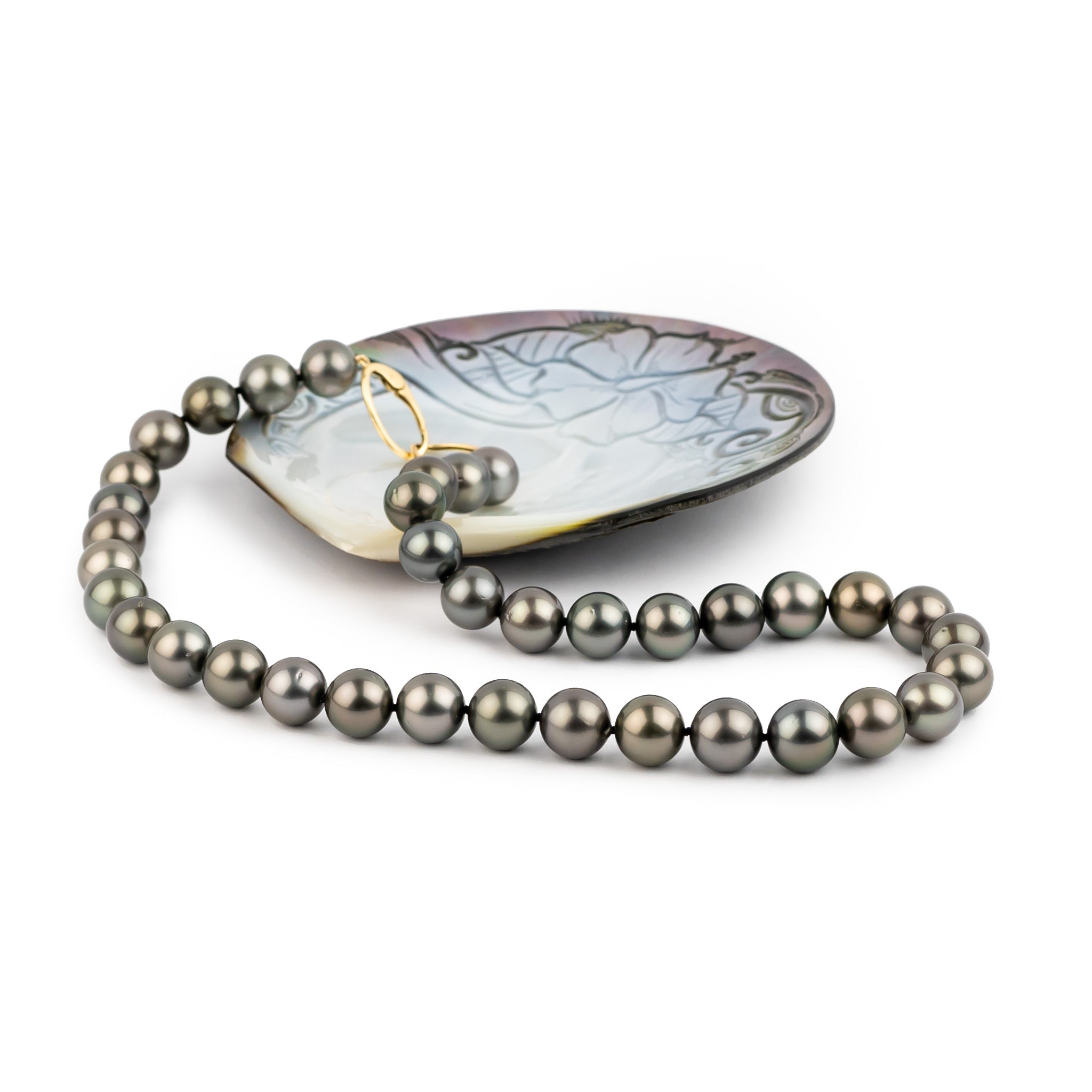 Pink Chrome 10.9-12.8mm Tahitian Pearl Strand