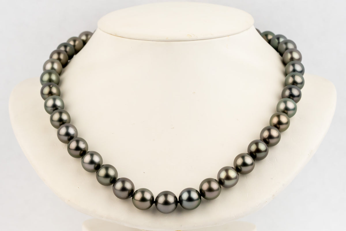 Pink Chrome 10.9-12.8mm Tahitian Pearl Strand
