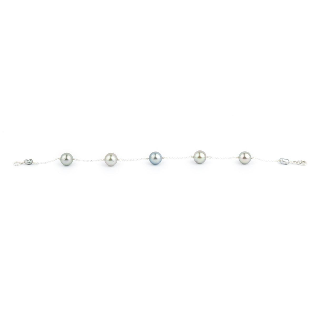 Iridescent Pastel Tahitian Pearl Tin Cup Bracelet on Sterling Silver