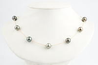 Golden Indigo Peacock Tin-Cup Tahitian Pearl Necklace on 14/20 Gold Filled