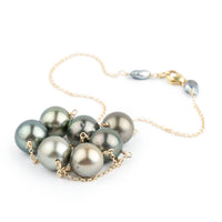 Golden Indigo Peacock Tin-Cup Tahitian Pearl Necklace on 14/20 Gold Filled