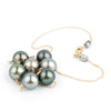 Shimmery Blue Green Tin-Cup Tahitian Pearl Necklace on 14/20 Gold Filled