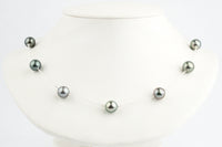 Lavender Green Tin-Cup Tahitian Pearl Necklace on Sterling Silver