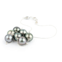 Lavender Green Tin-Cup Tahitian Pearl Necklace on Sterling Silver