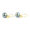 Bright Blue Tahitian Pearl Hibiscus Hook Earrings