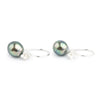 Pink Green Circled Tahitian Pearl Hibiscus Hook Earrings
