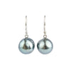 Sky Blue Baroque Tahitian Pearl Dangle Earrings on 14K White Gold