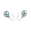 Sky Blue Baroque Tahitian Pearl Dangle Earrings on 14K White Gold
