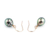 Flashy Peacock Drop Tahitian Pearl Dangle Earrings on 14K Rose Gold