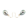Light Peacock Green Drop Tahitian Pearl Dangle Earrings on 14K Yellow Gold