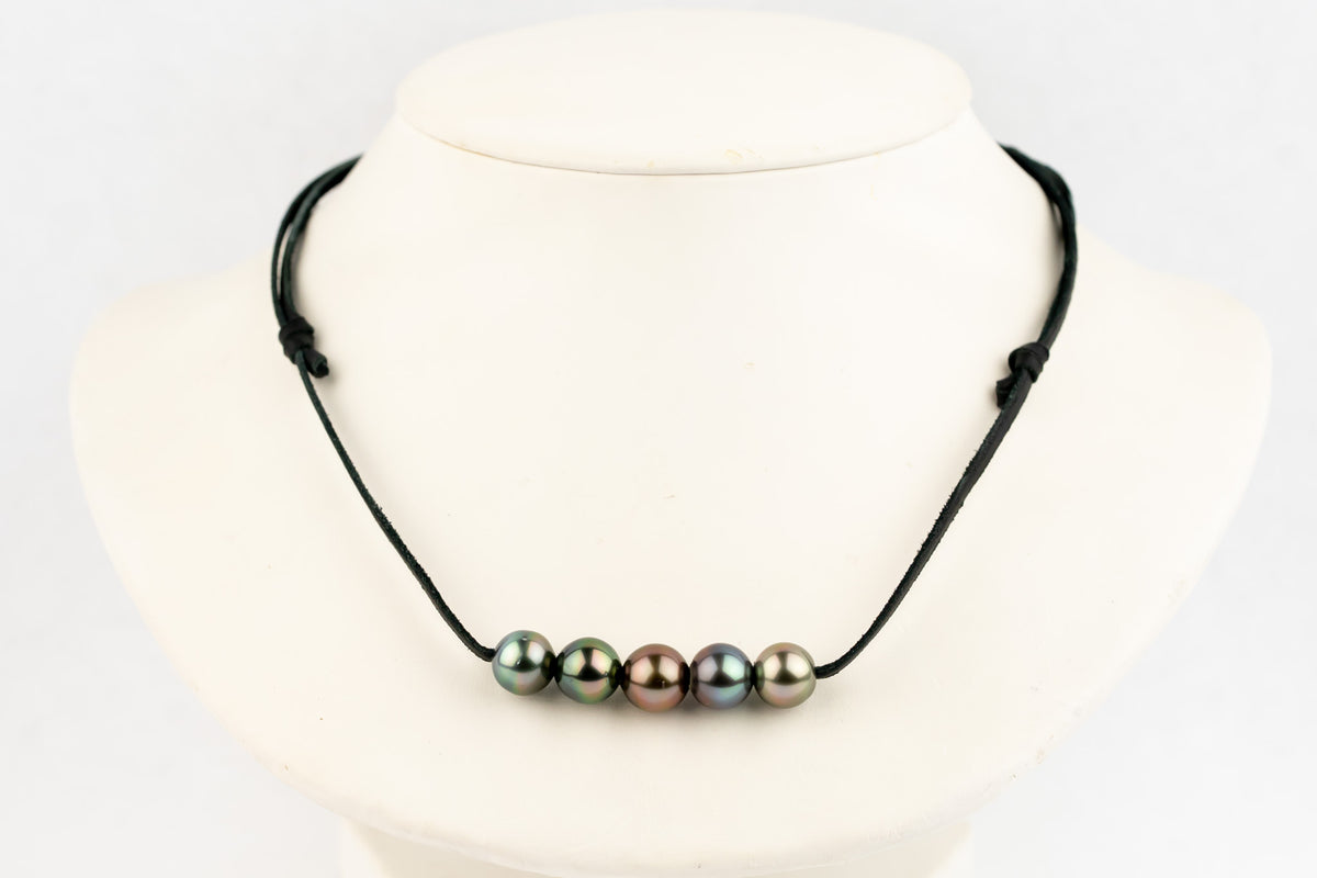 Glowing Garnet Quintuple 10-10.5mm Mana Pearl Necklace