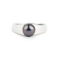 Deep Plum 8mm Tahitian Pearl Cathedral Ring (Unisex - Sterling silver)