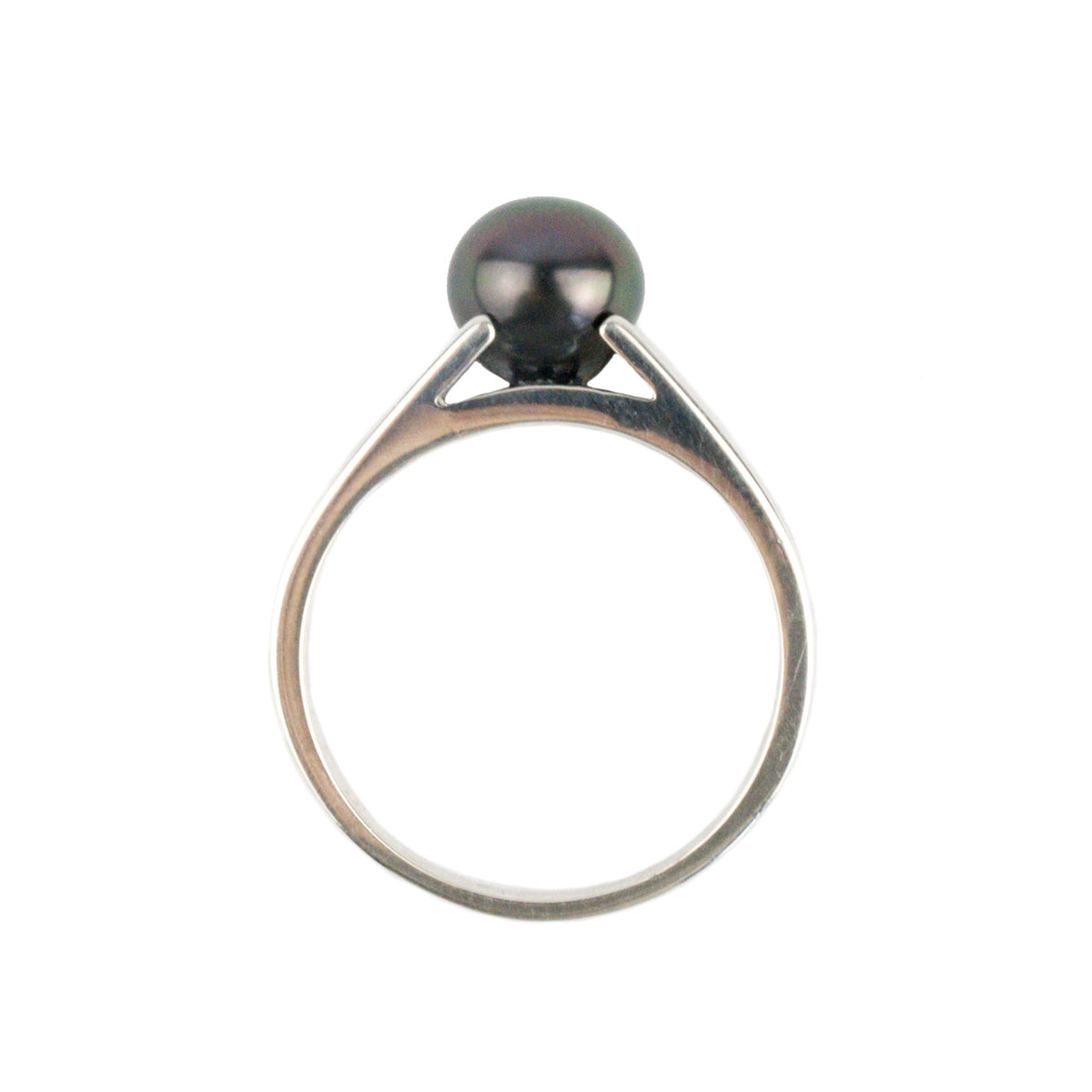 Deep Plum 8mm Tahitian Pearl Cathedral Ring (Unisex - Sterling silver)