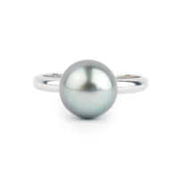 Lavender Blue 9.7mm Tahitian Pearl Ring on 14k White Gold