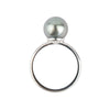Lavender Blue 9.7mm Tahitian Pearl Ring on 14k White Gold