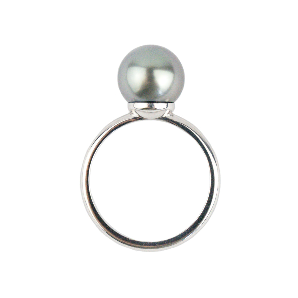 Lavender Blue 9.7mm Tahitian Pearl Ring on 14k White Gold