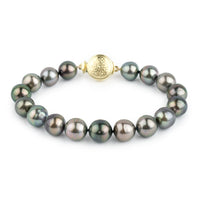 Rosy Pink Green 9-9.9mm Tahitian Pearl Bracelet