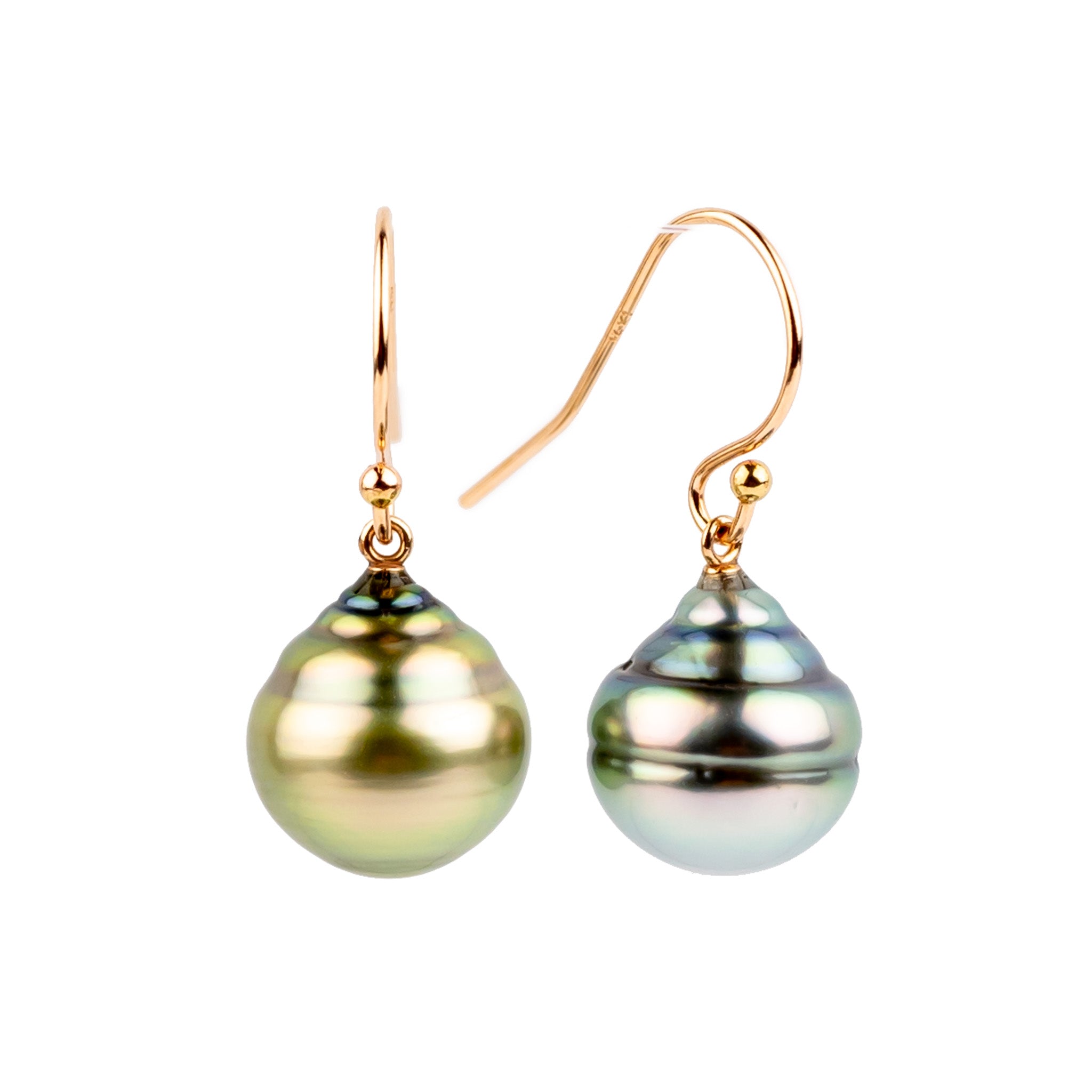 Sun & Sky Circled Drop Tahitian Pearl Dangle Earrings on 14K Rose Gold