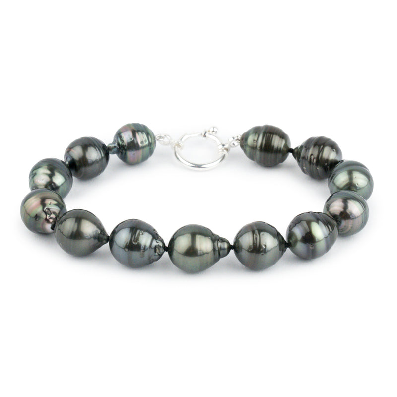Deep Sea Circle Drop 11.2-12mm Tahitian Pearl Bracelet