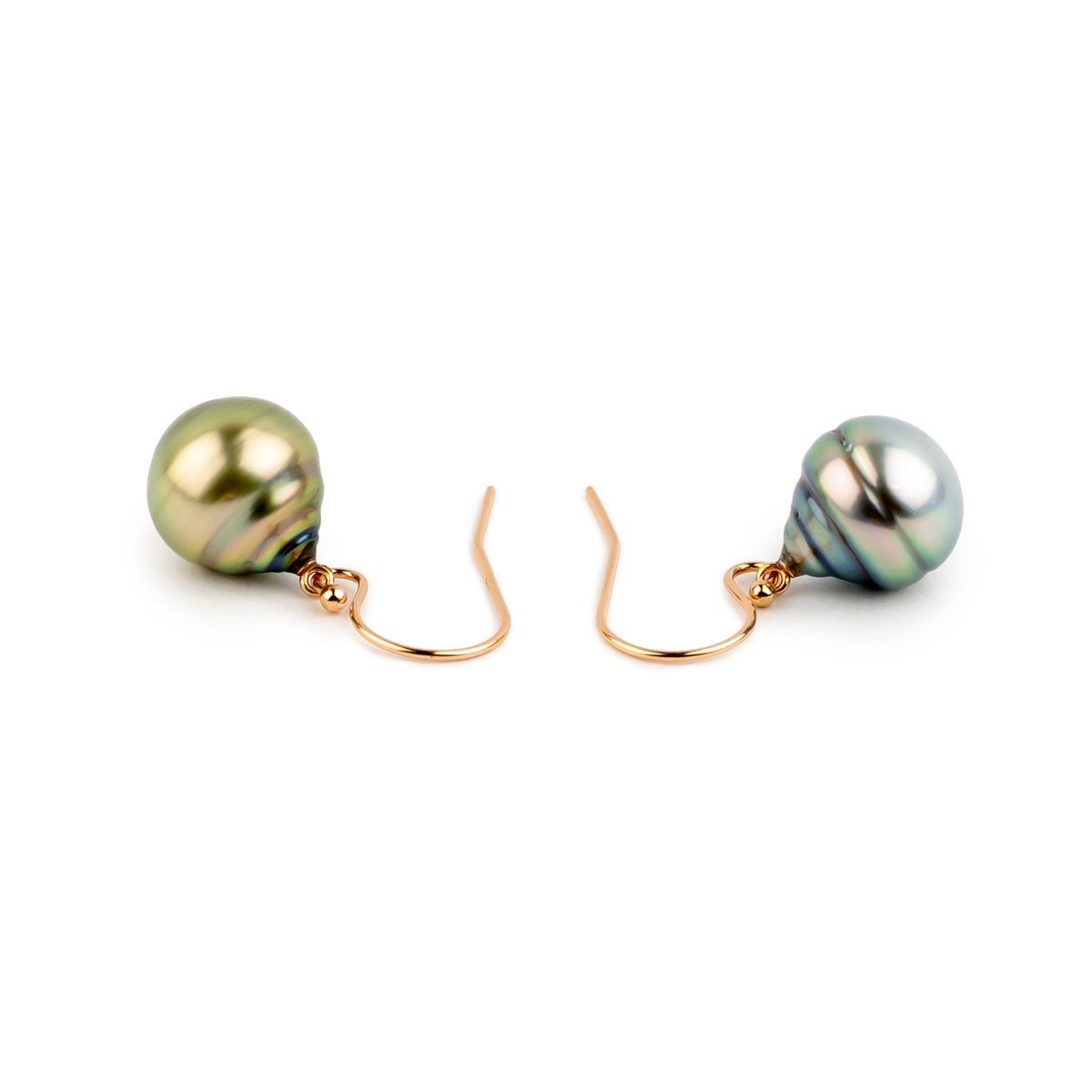 Sun & Sky Circled Drop Tahitian Pearl Dangle Earrings on 14K Rose Gold