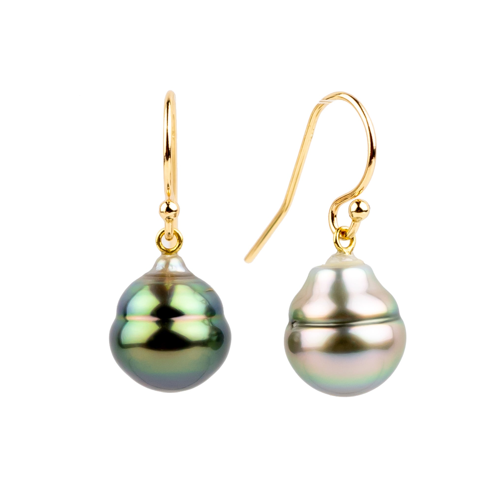 Cotton Candy Skies Circled Drop Tahitian Pearl Dangle Earrings on 14K Yellow Gold