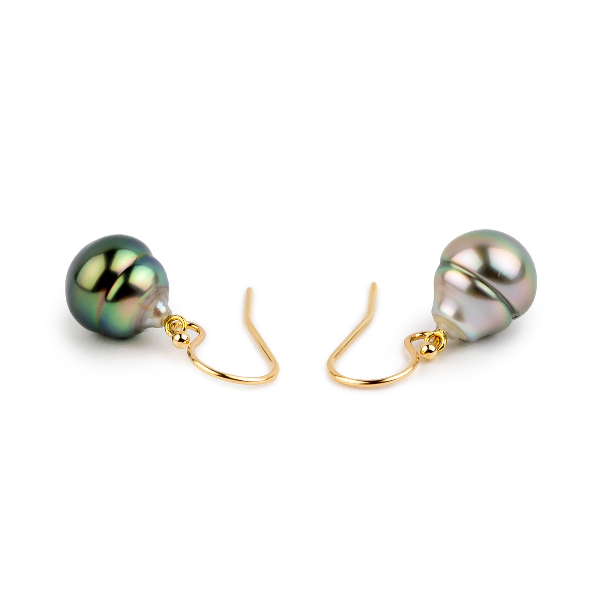 Cotton Candy Skies Circled Drop Tahitian Pearl Dangle Earrings on 14K Yellow Gold