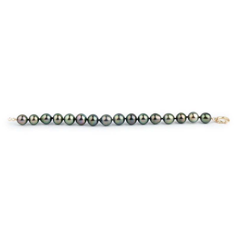 Bright Peacock Green 9-10mm Tahitian Pearl Bracelet