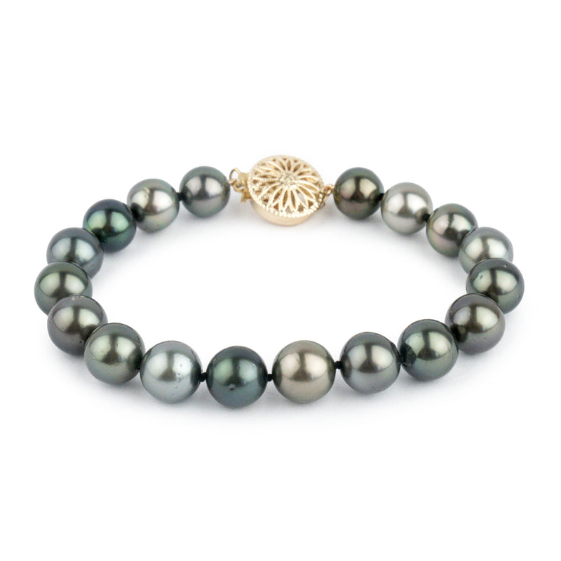 Dark Indigo Green 8-9mm Tahitian Pearl Bracelet