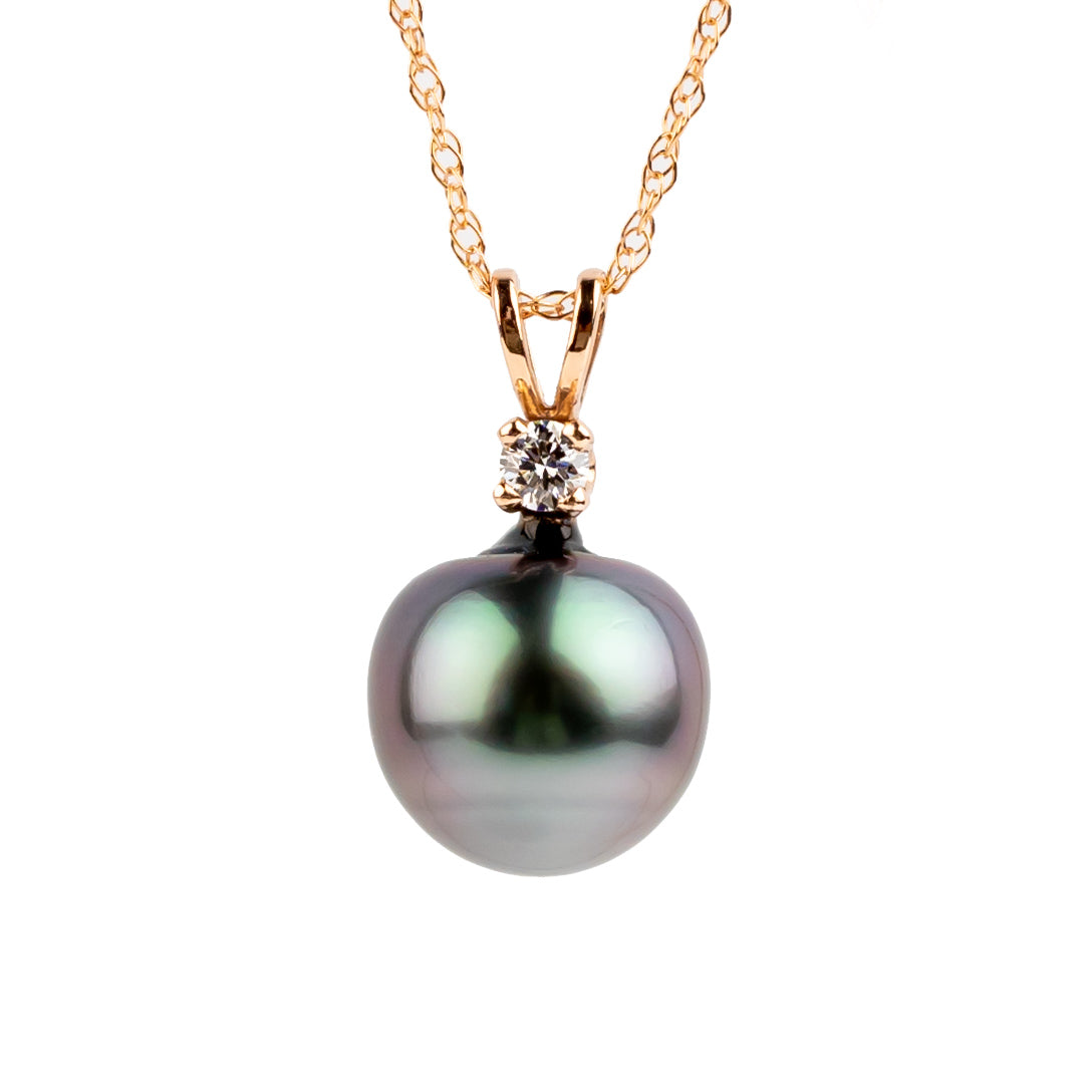 Tahitian Pearl & Diamond Purple Aura Étoile Necklace on 10K Rose Gold