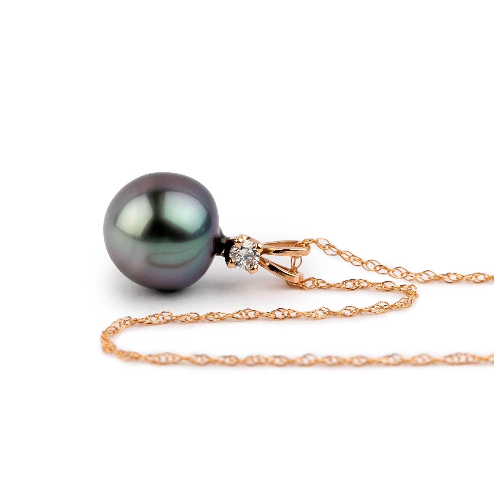 Tahitian Pearl & Diamond Purple Aura Étoile Necklace on 10K Rose Gold