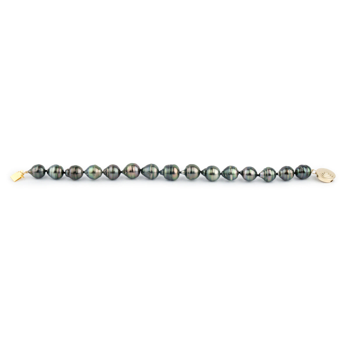 Myriad Greens Circled 8.9-10mm Tahitian Pearl Bracelet